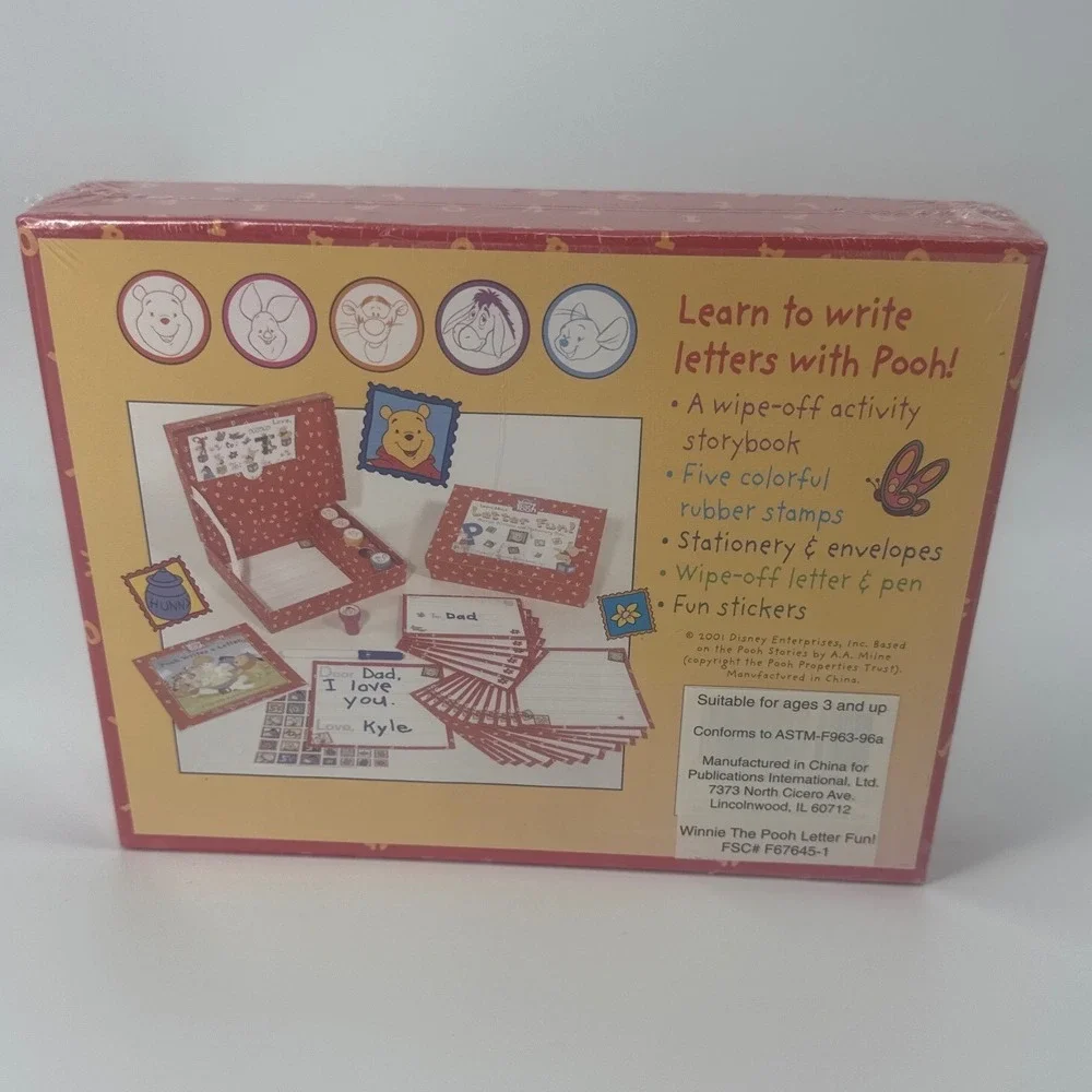 Disney Winnie the Pooh Letter Fun Kids Activity Stationery Set Red New Sealed